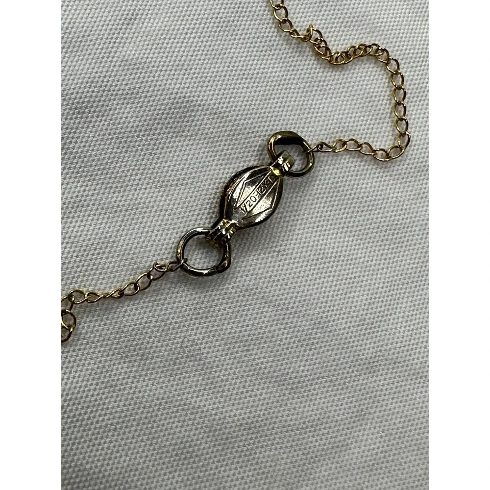 1/20th 12k Gold Necklace Childs Chain Faux Pearl Delicate 15 in Links VTG